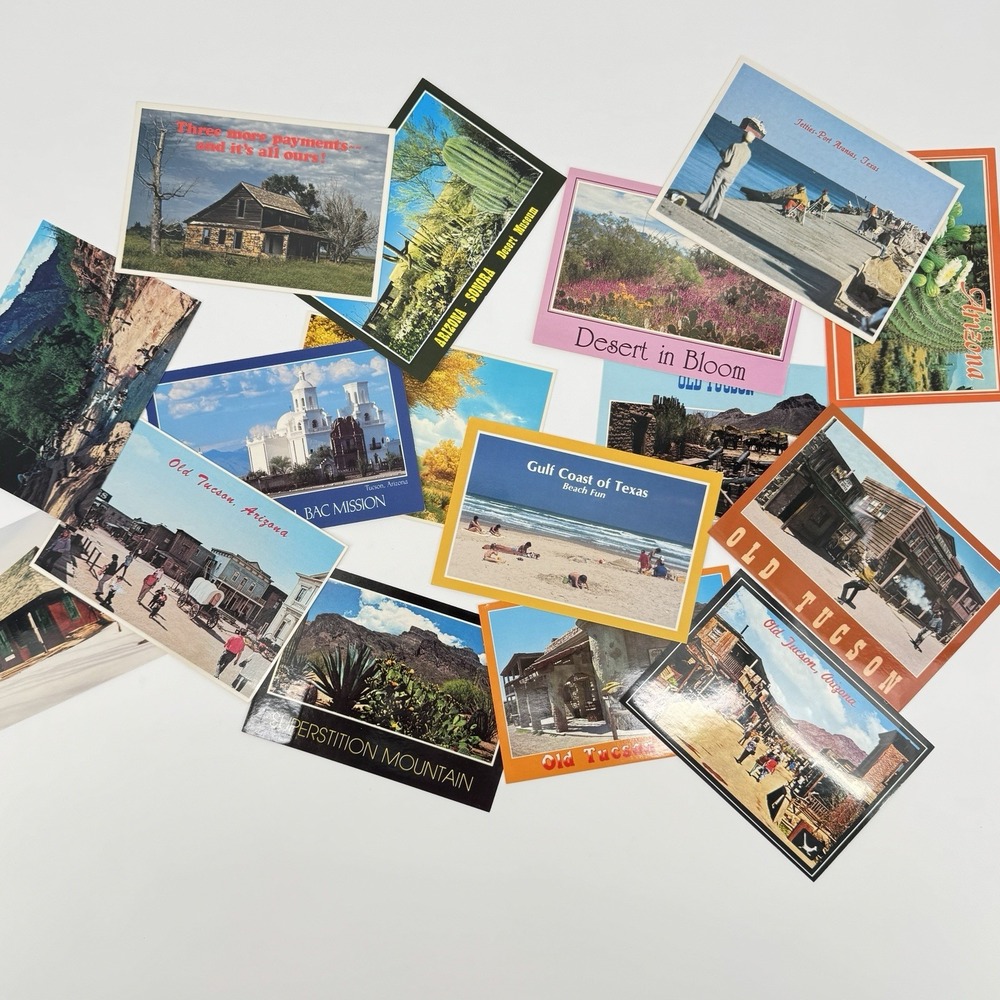 16 Vintage 1970s-80s Arizona Texas Postcard Lot Old Tucson Desert Retro Travel